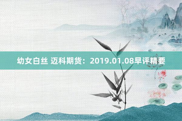 幼女白丝 迈科期货：2019.01.08早评精要