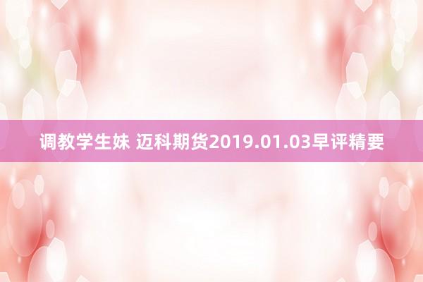 调教学生妹 迈科期货2019.01.03早评精要