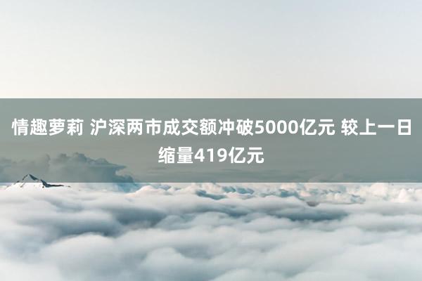 情趣萝莉 沪深两市成交额冲破5000亿元 较上一日缩量419亿元