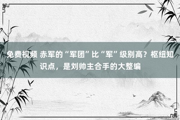 免费视频 赤军的“军团”比“军”级别高？枢纽知识点，是刘帅主合手的大整编