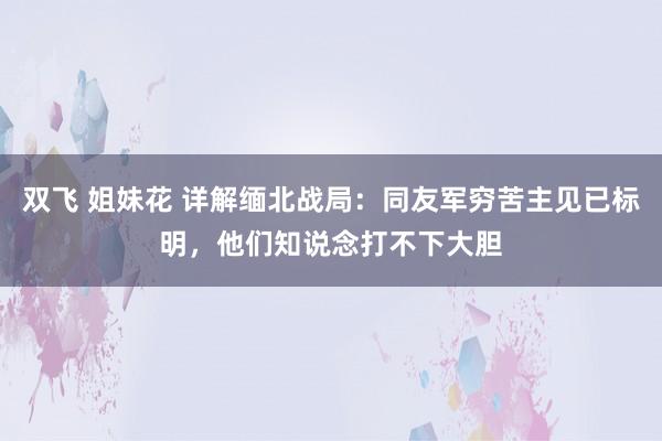 双飞 姐妹花 详解缅北战局：同友军穷苦主见已标明，他们知说念打不下大胆