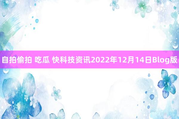 自拍偷拍 吃瓜 快科技资讯2022年12月14日Blog版