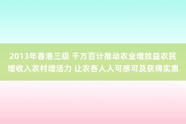 2013年香港三级 千方百计推动农业增效益农民增收入农村增活力 让农各人人可感可及获得实惠